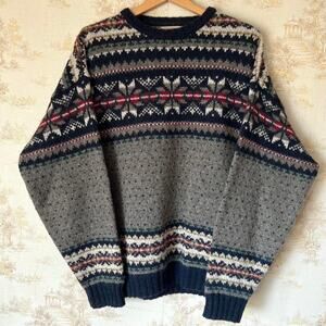 Vintage 1980s Woolrich Fair Isle Sweater | Heritage Wool Knit | Size Large